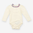 Cream LS bodysuit with floral collar