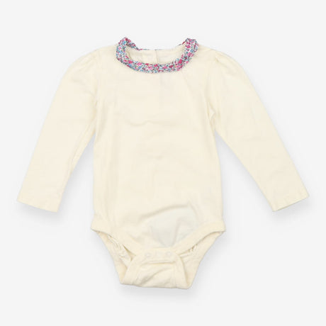 Cream LS bodysuit with floral collar
