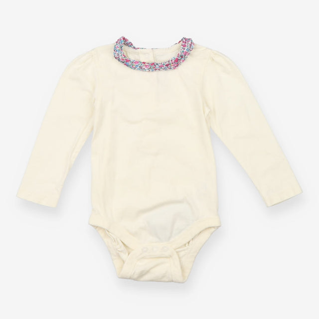 Cream LS bodysuit with floral collar