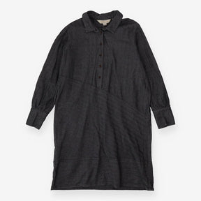 Organic Cotton Shirt Dress | Grey Herringbone Weav