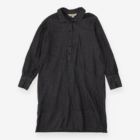 Organic Cotton Shirt Dress | Grey Herringbone Weav