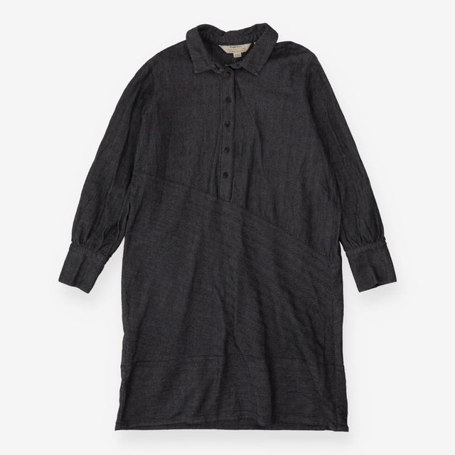Organic Cotton Shirt Dress | Grey Herringbone Weav