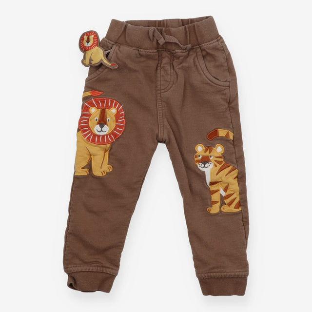Brown Joggers with Lion and Tiger