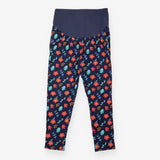 Trousers Navy Floral Print Over Bump Jersey Organi