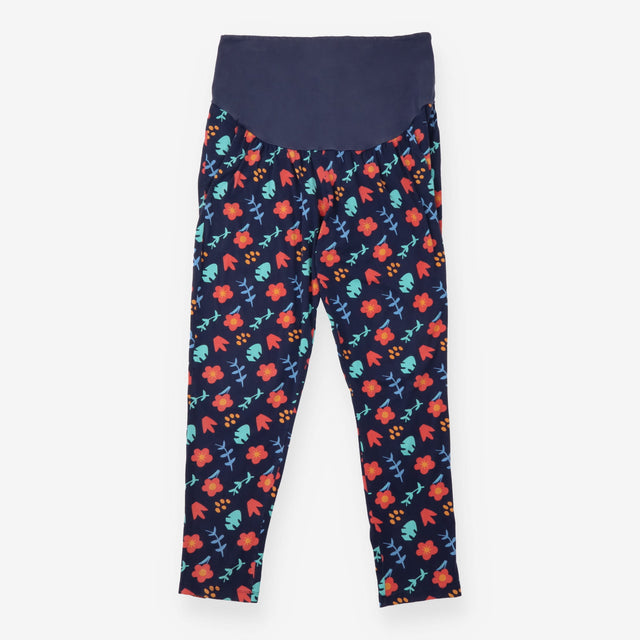 Trousers Navy Floral Print Over Bump Jersey Organi