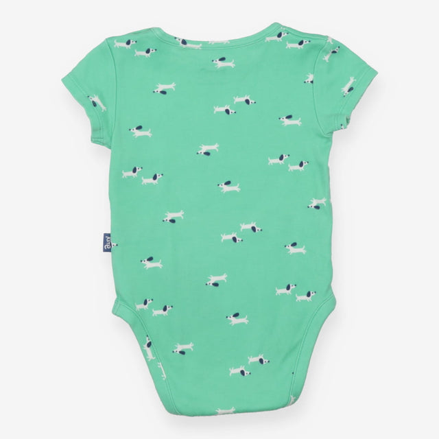 Bodysuit short sleeves green dogs