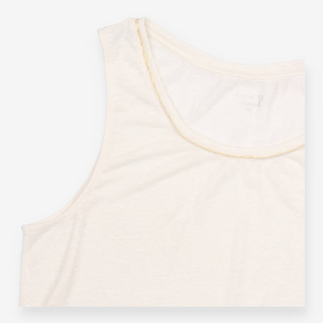 Camaïeu Off White Gold Metallic Trim Slub Jersey T