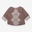 Embroidered Cotton Boho Blouse Charcoal Brown