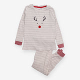 Pyjamas White and Grey Stripe Rudolph Nose