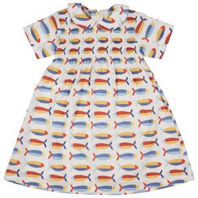 Smock Peter Pan collar dress - sardines Print