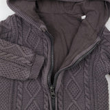 Zip Up Hoodie Grey Cable Knit