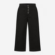 Black Cotton Stretch Wide Leg Button Fly Trousers