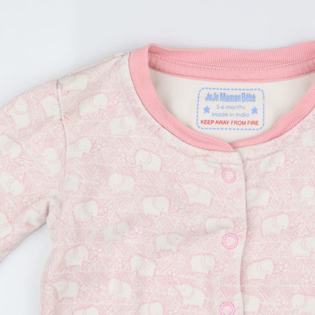 sleepsuit pink with white elephants