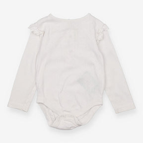 Bodysuit White Frill Shoulder with Spots