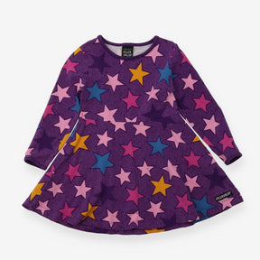 Dress LS jersey purple stars