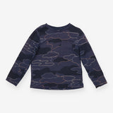 T-shirt long sleeve dark blue cloud outlines