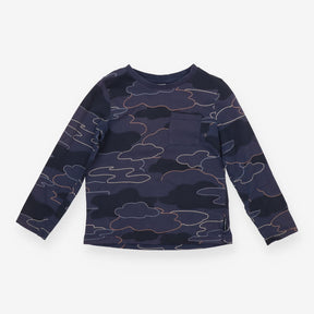 T-shirt long sleeve dark blue cloud outlines