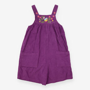 Dungaree shortie cord purple bird