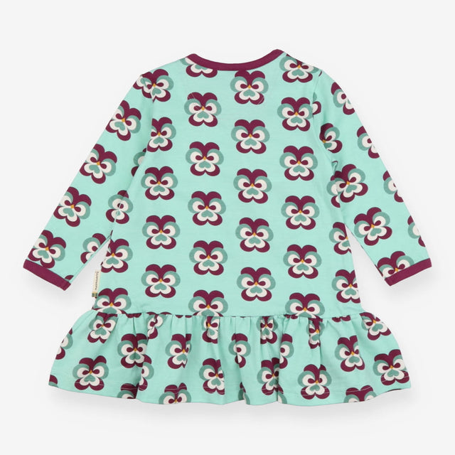 Dress jersey mint with pansies