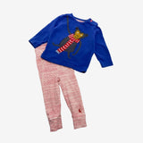 Monkey applique tee and red stripe leggings set
