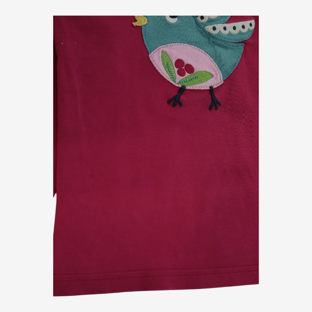 T-shirt Long Sleeve Plum with Bird Applique