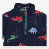 Quarter Zip Sweater Navy Dinosaurs