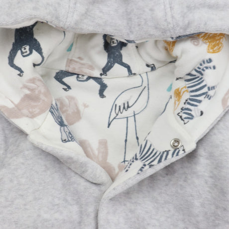 Jacket velour padded grey cream animal lining