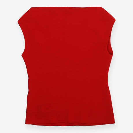 Theory Red Draped Boatneck Sleeveless Top Size M