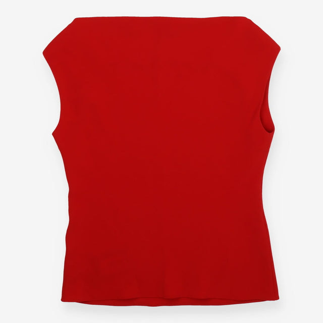 Theory Red Draped Boatneck Sleeveless Top Size M