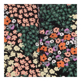 Midi Dress Black Patchwork Ditsy Floral Short Slee