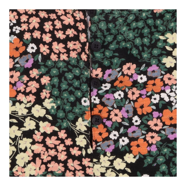 Midi Dress Black Patchwork Ditsy Floral Short Slee