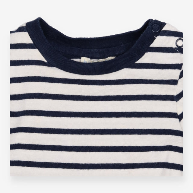T-shirt long sleeved navy and white striped