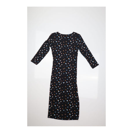 Black Multicolour Spot Twist Front Jersey Dress