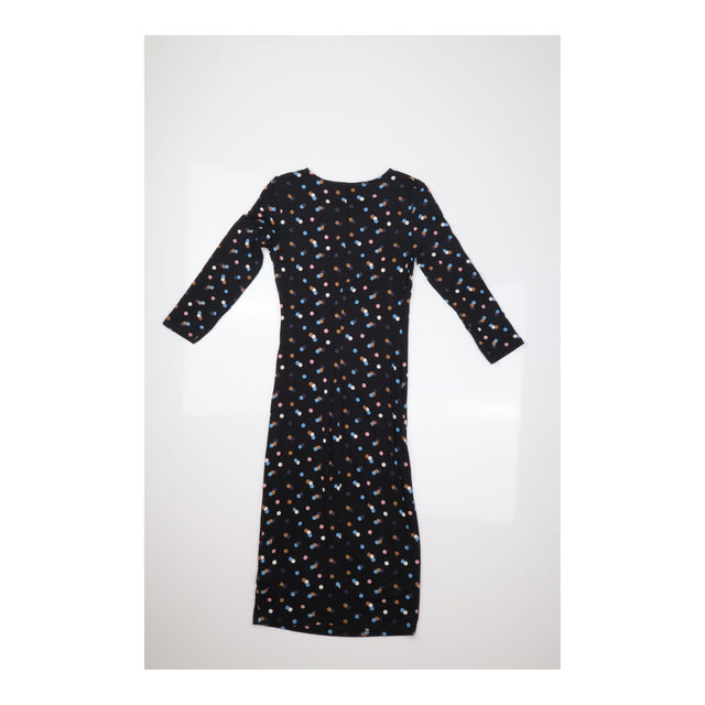 Black Multicolour Spot Twist Front Jersey Dress