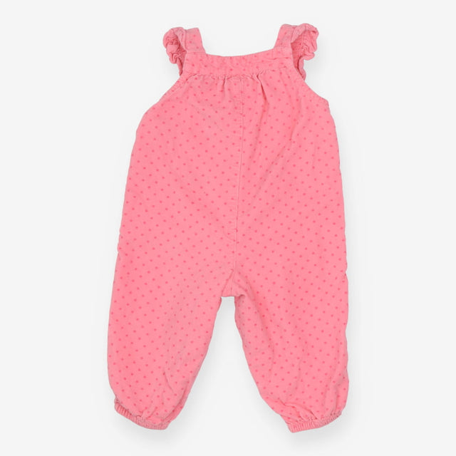 Pink dungarees with pink spots bunny pockets
