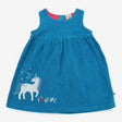 Dress blue corduroy pinafore unicorn