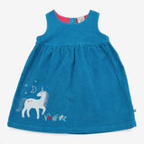 Dress blue corduroy pinafore unicorn