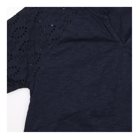 Navy Organic Cotton Broderie Sleeve T-Shirt Dress