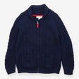 Navy Knit Cardigan with Red Zip