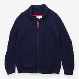 Navy Knit Cardigan with Red Zip