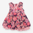Pinafore dress purple cord pink lining pink flower
