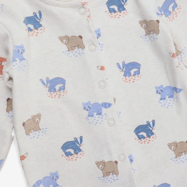 Cream Sleepsuit with Bears and Blue Badgers