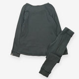 Outfit green rib LS tee leggings 2pc