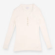 Top Cream Ribbed Knit Polo Maternity V Neck