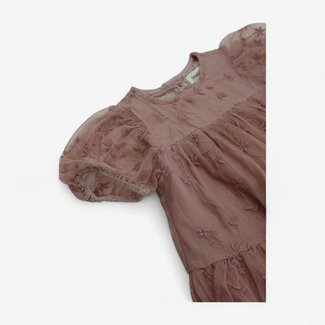 Dress Dusky Pink Layered Tulle with Embroidered Fl
