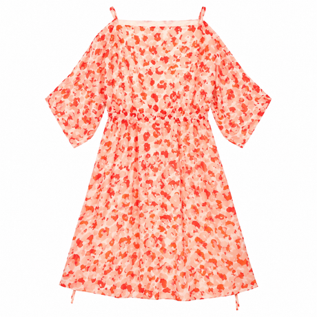 Aurora Red Silk Animal Print Sleeveless Midi Dress