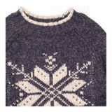 Jumper Crew Neck Snowflake Knit Blue Grey