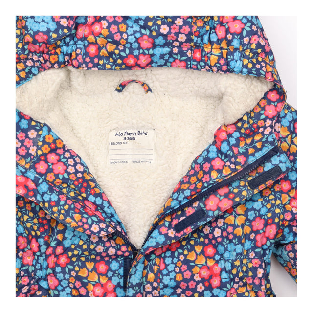 Navy Floral Fleece Lined Coat