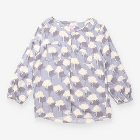 Tree Print Blouse Grey Ivory Viscose 3/4 Sleeve