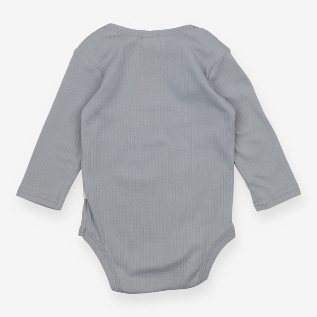Grey blue long sleeve ribbed bodysuit